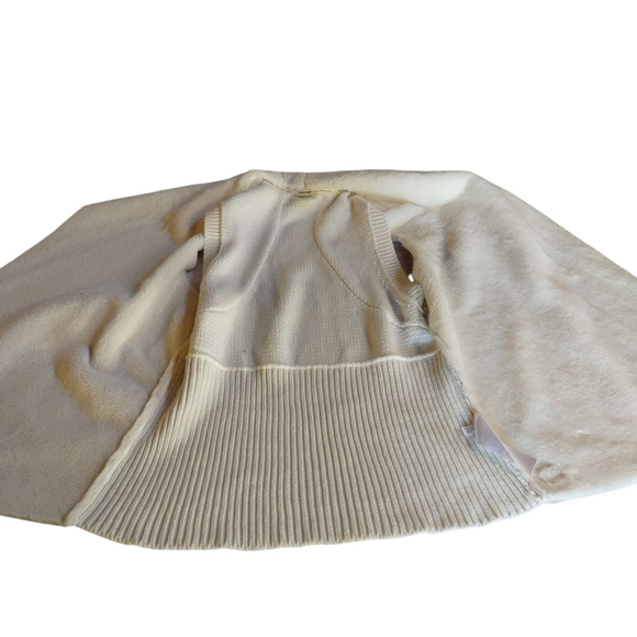 Calvin Klein Women's Off White Faux Suede/Fur Knit Open Front Vest Size Large - Picture 4 of 7